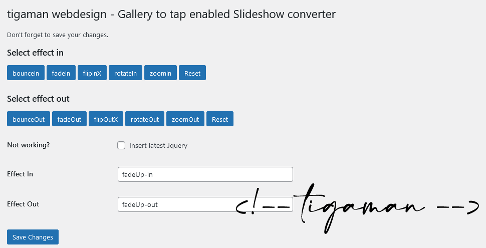 Gallery to tap enabled Slideshow converter – wordpress plugin